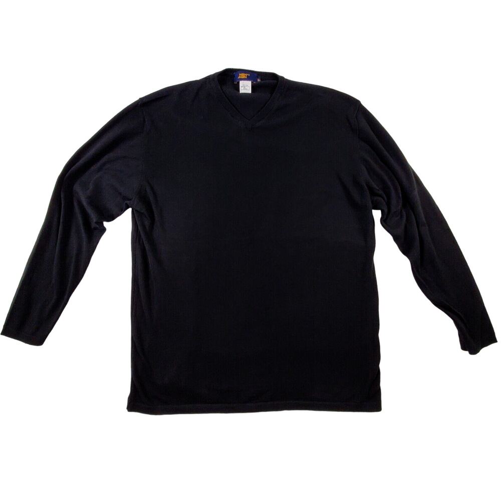 Newman France Cotton Black V Neck Sweater Made in Italy Men's XL